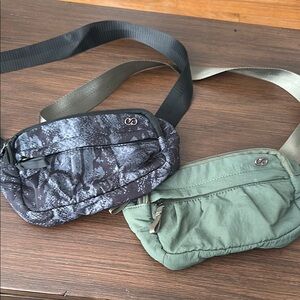 2 CALIA by Carrie Underwood Black and Green Belt Bags
